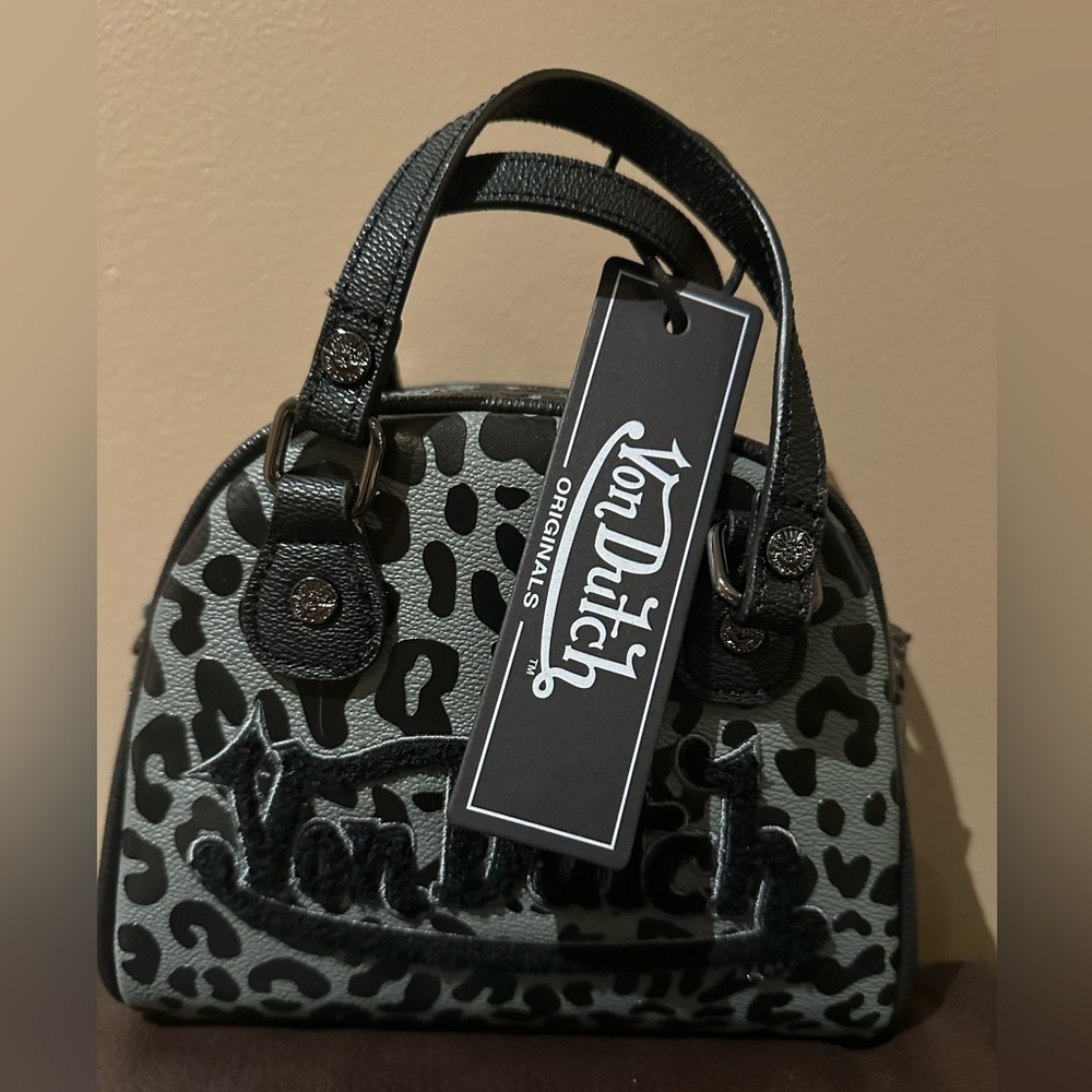Von Dutch Black and Gray Women's mini Bag